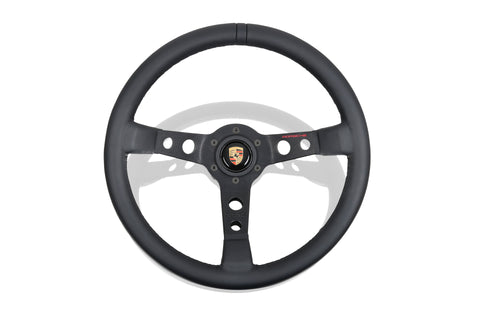 Porsche Classic 350mm Black Leather  Momo 3 Spoke Steering wheel